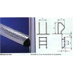 Echelle inox en 2 parties 4 marches d'accès pour piscine