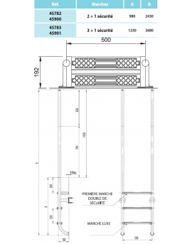 Echelle élégance IPE/Inox 4 marches d'accès pour piscine